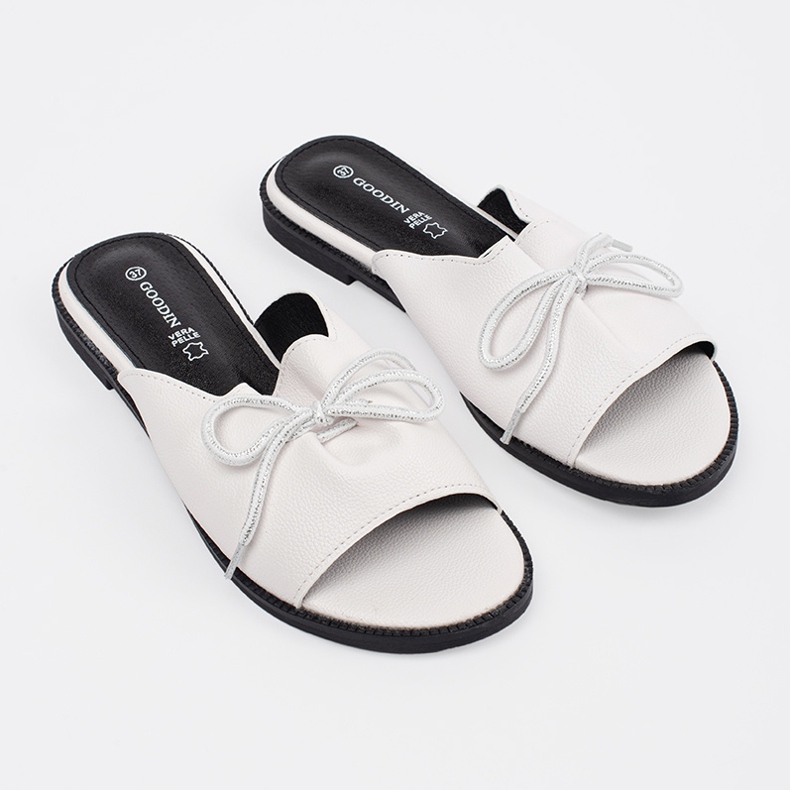 Goodin Les tongs plats blancs avec un arc 1