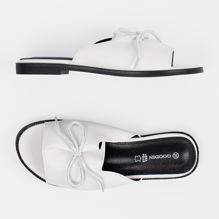 Goodin Les tongs plats blancs avec un arc 2