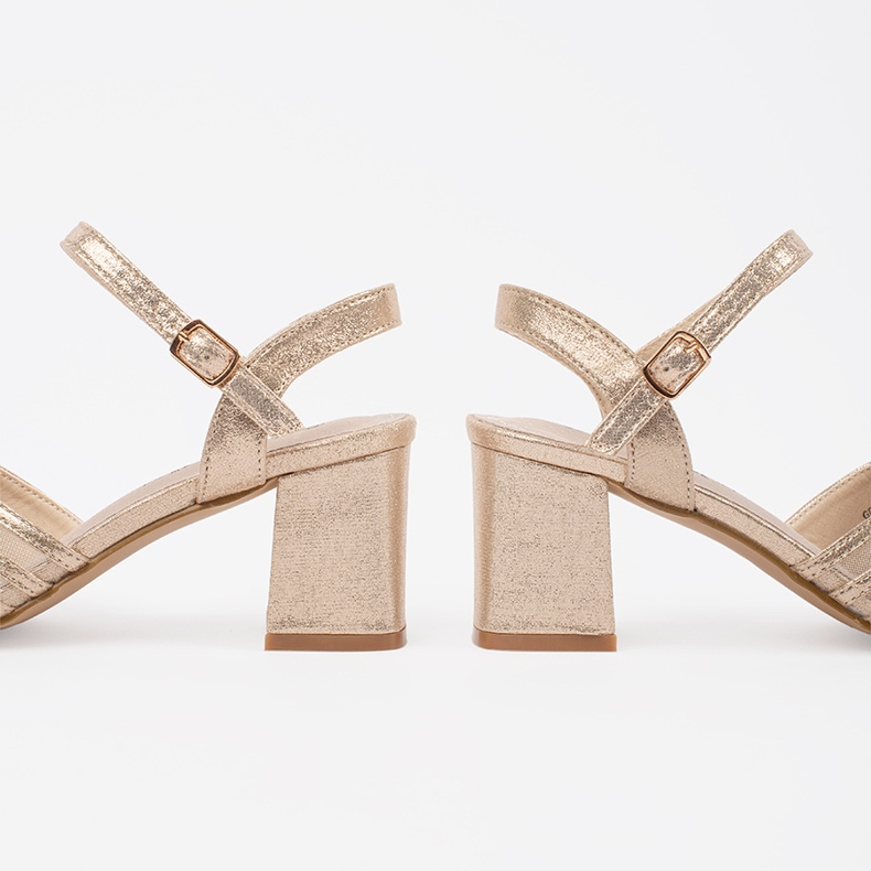 Goodin Sandales dorées brillantes sur le poteau 1