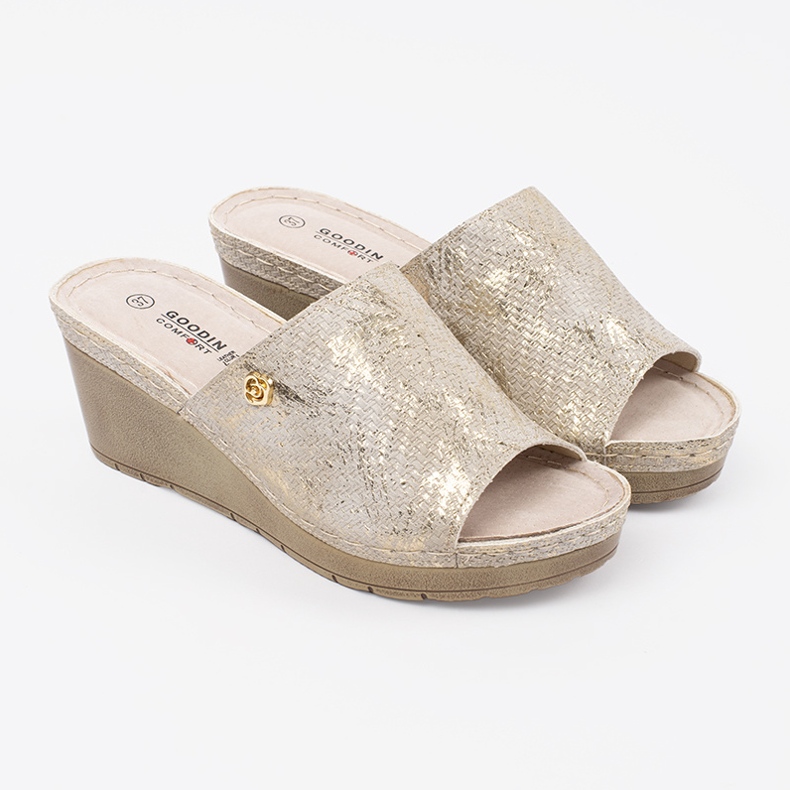 Goodin Flip pour femmes -flops pour les coins taupe doré 1