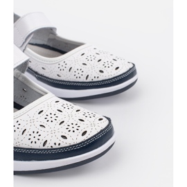 Goodin Sandales en cuir bleu blanc et bleu marine blanche 2