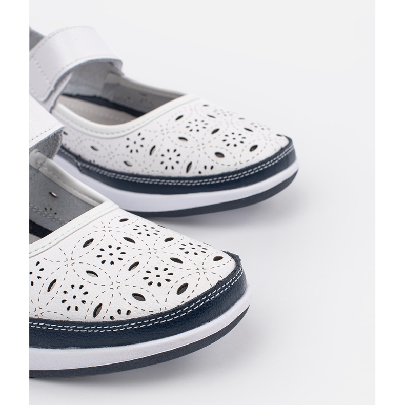 Goodin Sandales en cuir bleu blanc et bleu marine blanche 2