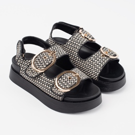 Goodin Sandales sur une plate-forme en noir et blanc 1