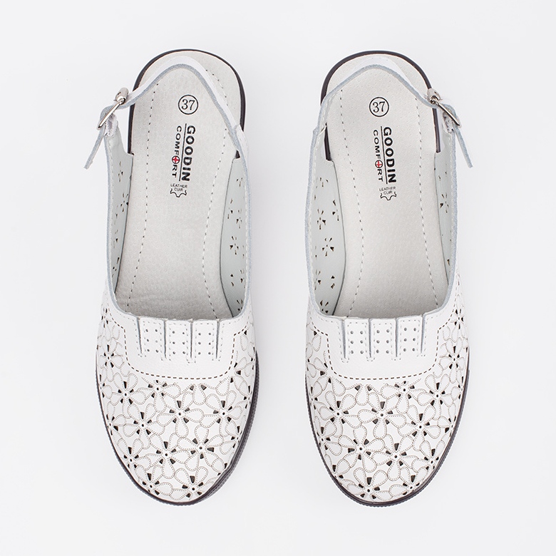 Goodin Sandales à thèmes basse peints blancs blanche 2
