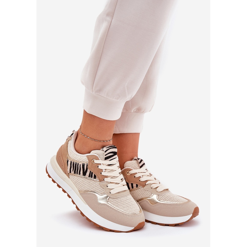 Chaussures de sport pour femmes sur la plate-forme zèbre beige 1