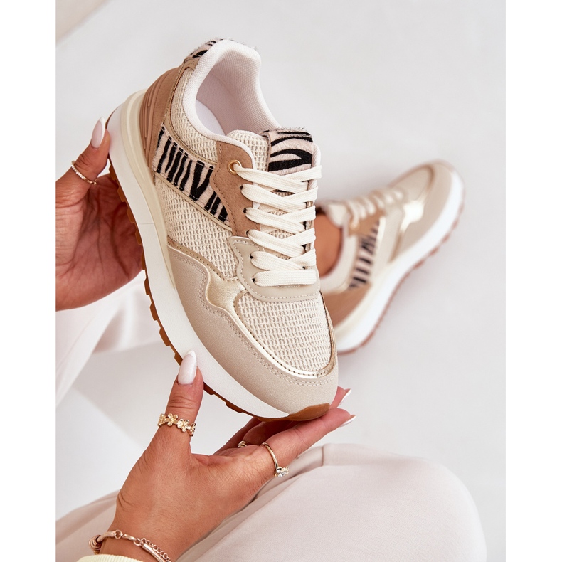 Chaussures de sport pour femmes sur la plate-forme zèbre beige 2