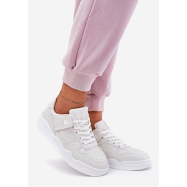 Sneakers féminins Sports Chaussures avec du cuir écologique blanc 1