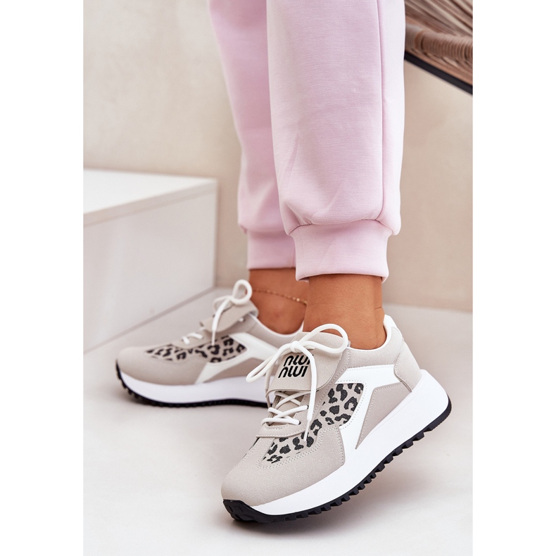 Sneakers pour femmes Sports Chaussures sur la plateforme Leopard et White et Beige 2