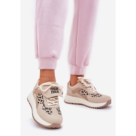 Sneakers pour femmes Sports Chaussures sur la plateforme Leopard Beige 1
