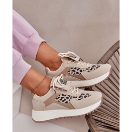 Sneakers pour femmes Sports Chaussures sur la plateforme Leopard Beige 2