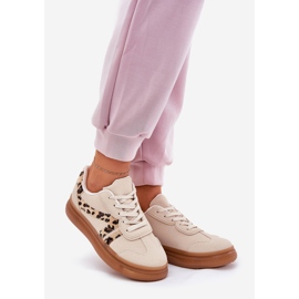 Baskets pour femmes sur la plate-forme Leopard Beige 1