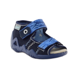 Sandales Befado 250p empiècement cuir bleu marin bleu 1 Sandales Befado 250p empiècement cuir bleu marin bleu 1