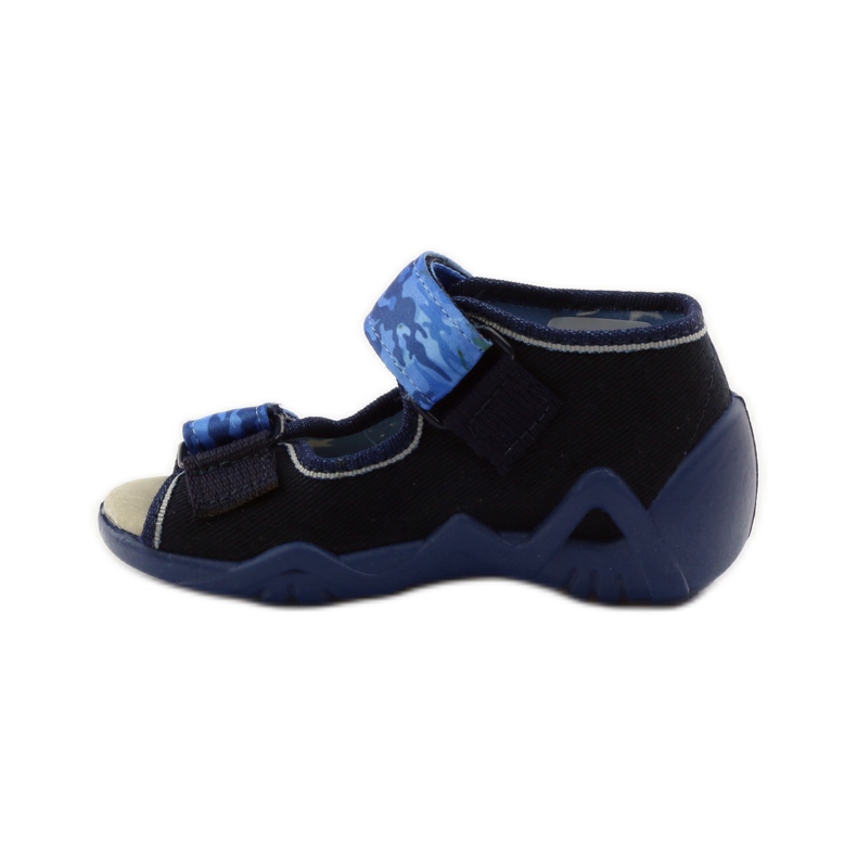 Sandales Befado 250p empiècement cuir bleu marin bleu 2 Sandales Befado 250p empiècement cuir bleu marin bleu 2