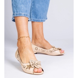 Ballerines ouvertes beige avec un bout ouvert 1