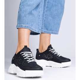 Baskets pour femmes noires avec inserts paillettes 1