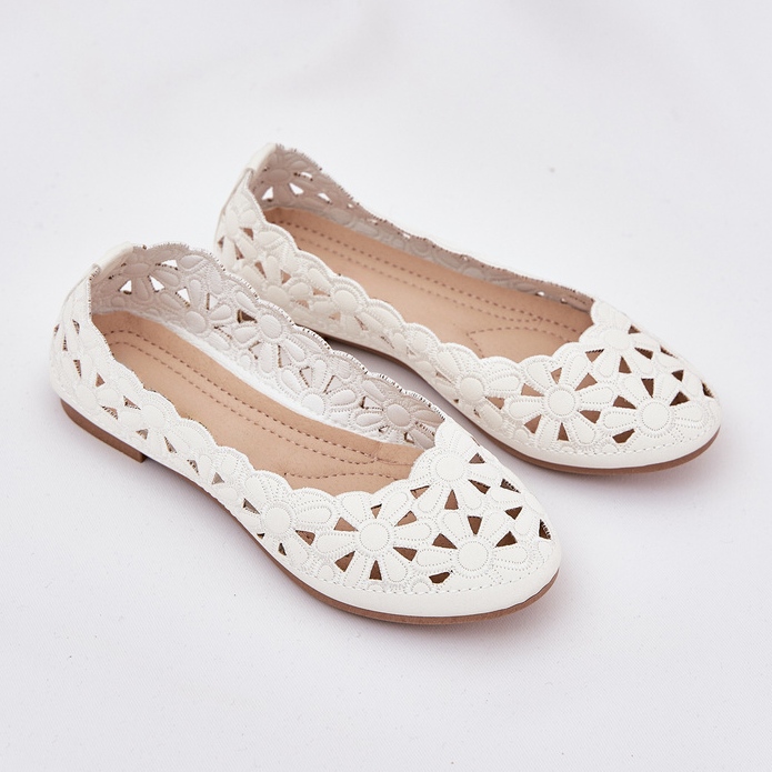 Ballerines pour enfants ouverts avec des paillettes blanches 2