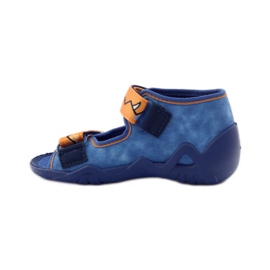 Chaussons Velcro Befado bleus 250p065 orange 2