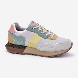 Sneakers en daim féminin Big Star RR274244 Système de jaune gris-polonais 4