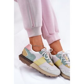 Sneakers en daim féminin Big Star RR274244 Système de jaune gris-polonais 9