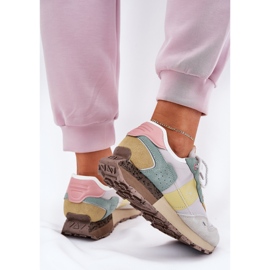 Sneakers en daim féminin Big Star RR274244 Système de jaune gris-polonais 7