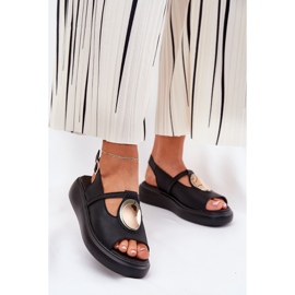 Sandales féminines élégantes en cuir S.Barski GR51-603 noir le noir 2