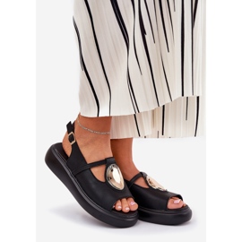 Sandales féminines élégantes en cuir S.Barski GR51-603 noir le noir 1