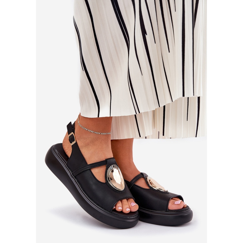 Sandales féminines élégantes en cuir S.Barski GR51-603 noir le noir 1