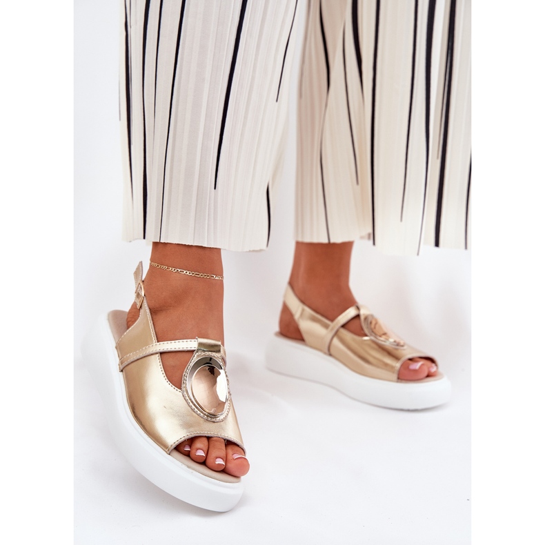 Sandales féminines élégantes en cuir S.Barski GR51-603 Zlotys d'or 2