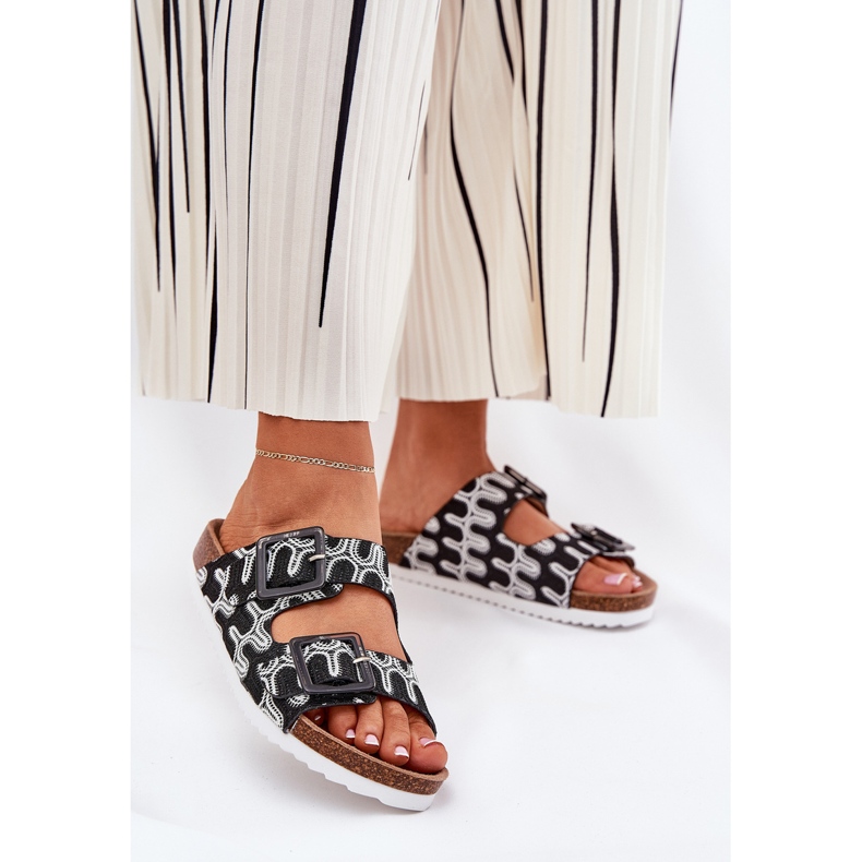 S.Barski Les tongs pour femmes avec des boucles et des paillettes S. Barski RB51-006 Black noir 2