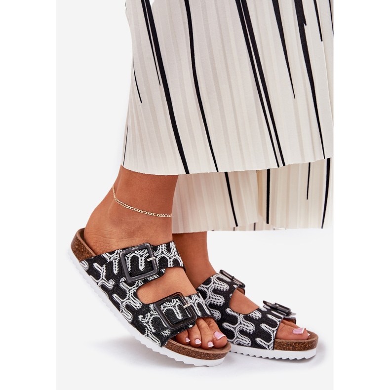 S.Barski Les tongs pour femmes avec des boucles et des paillettes S. Barski RB51-006 Black noir 1