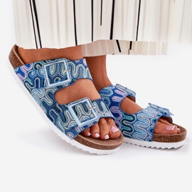 S.Barski Les tongs pour femmes avec boucles et paillettes S. Barski RB51-006 Bleu 1