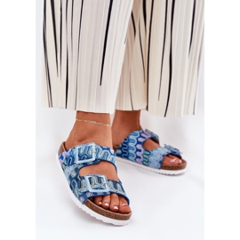 S.Barski Les tongs pour femmes avec boucles et paillettes S. Barski RB51-006 Bleu 2