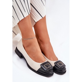 S.Barski Ballerines en cuir avec décoration D&amp;A MK51-059 Beige 1
