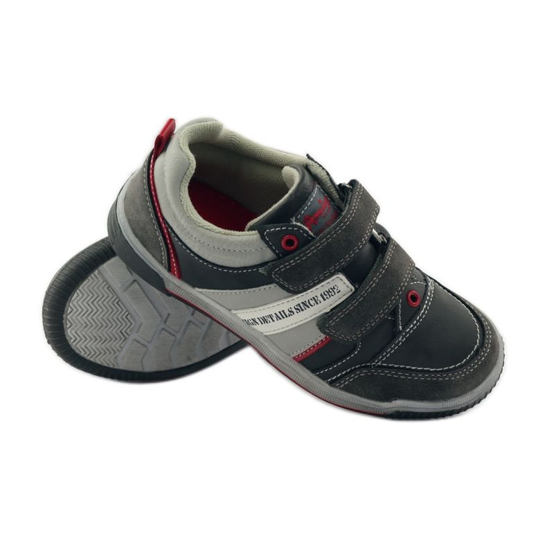 American Club Chaussures de sport pour enfants ADI avec velcro américain 152625 gris rouge 3