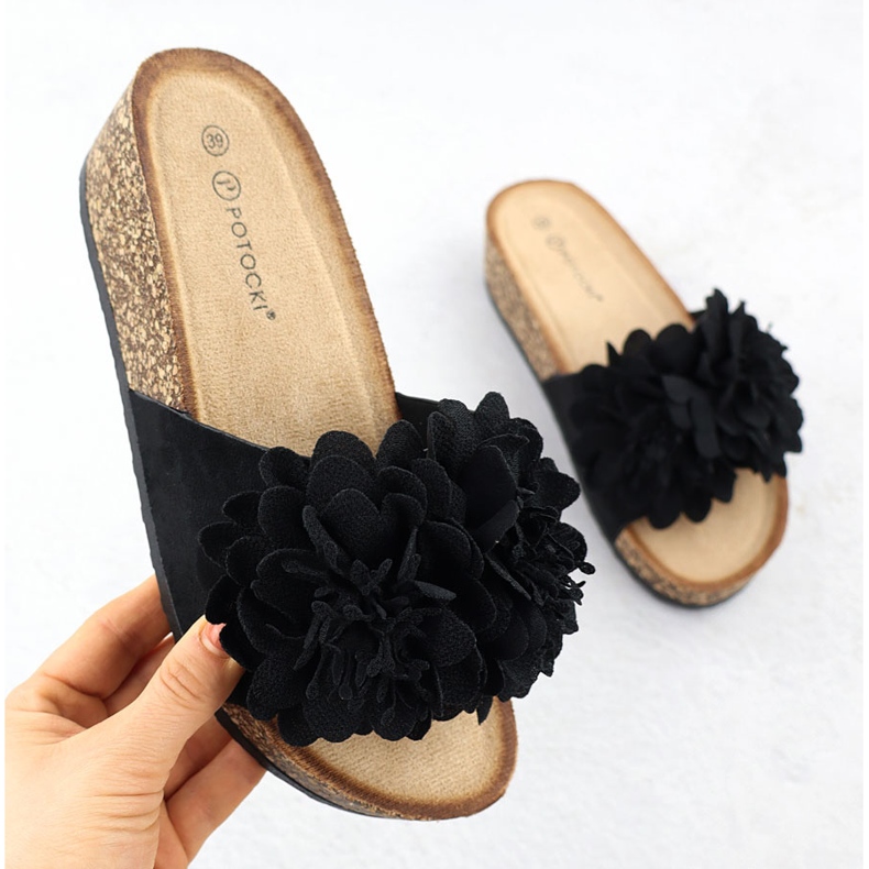 Flip pour femmes -flops sur les fleurs de coin Black Potocki Gn17300 le noir 1 Flip pour femmes -flops sur les fleurs de coin Black Potocki Gn17300 le noir 1