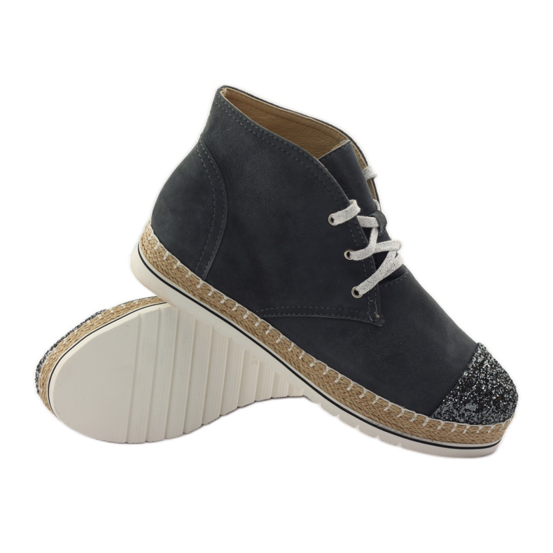 Espadrilles en cuir pour femmes, gris/argent, Neścior 3