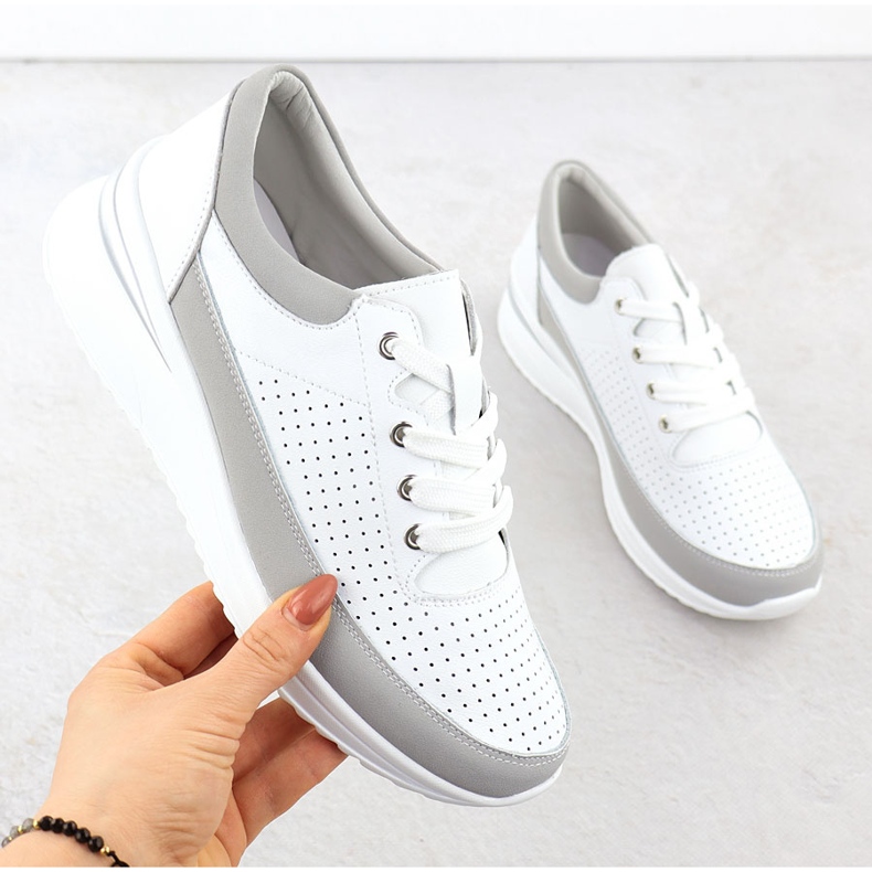 Sneakers en cuir pour Openwork Vinceza 41487 blanche 1