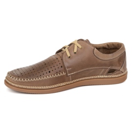 Olivier Chaussures d'été à lacets en cuir masculin 206L avec perforation brun clair 1