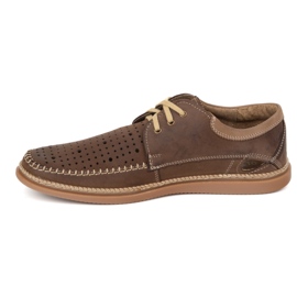 Olivier Chaussures d'été à lacets en cuir masculin 206L avec perforation marron brun 1