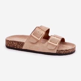 Les tongs des femmes avec des pinces sur une semelle en liège beige 4