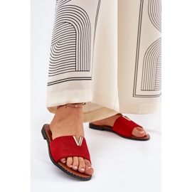 Les tongs pour femmes à thèmes plates avec des détails rouges décoratifs 2