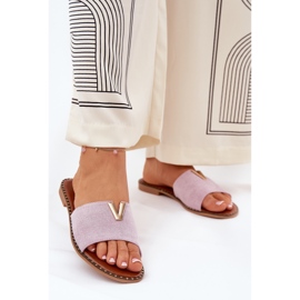 Les tongs pour femmes à thèmes plates avec des détails pourpre décoratifs violet 2