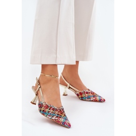 Talons hauts avec un bout pointu et un talon multicolore ouvert 2