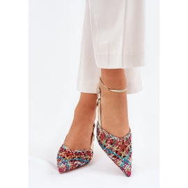 Talons hauts avec un bout pointu et un talon multicolore ouvert 3