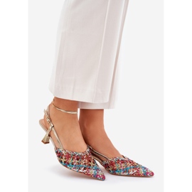 Talons hauts avec un bout pointu et un talon multicolore ouvert 1