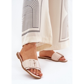 Résumé des résumés pour femmes en cuir écologique plat avec boucle beige 2
