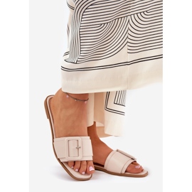 Résumé des résumés pour femmes en cuir écologique plat avec boucle beige 1