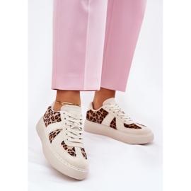Baskets pour femmes avec imprimé léopard sur la plate-forme beige 2 Baskets pour femmes avec imprimé léopard sur la plate-forme beige 2