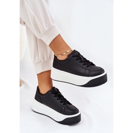 Baskets sur une plate-forme massive lisse noir le noir 6