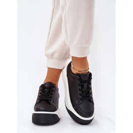 Baskets sur une plate-forme massive lisse noir le noir 3